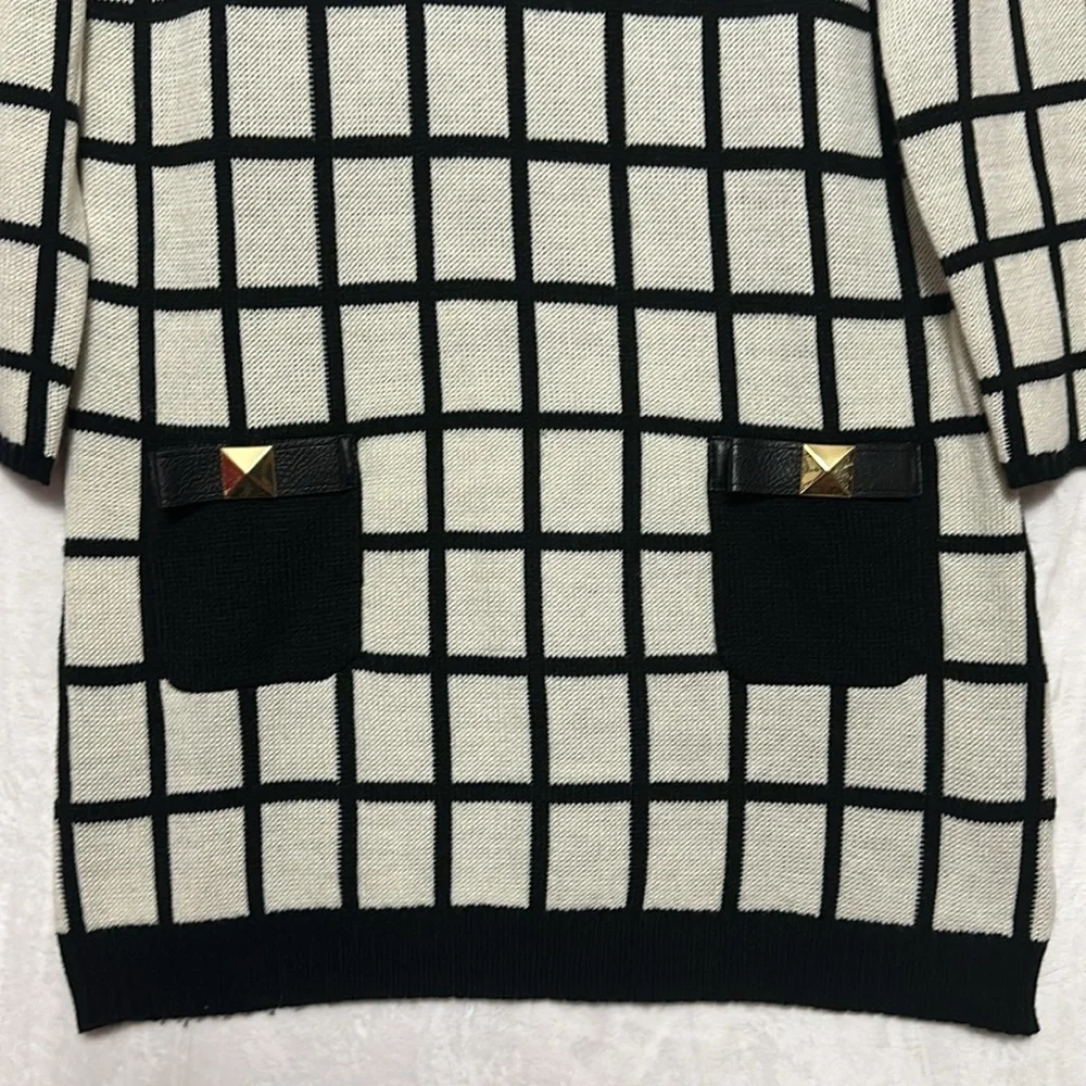 Mudpie Windowpane Tunic Sweater Dress Size Medium - Picture 3 of 7